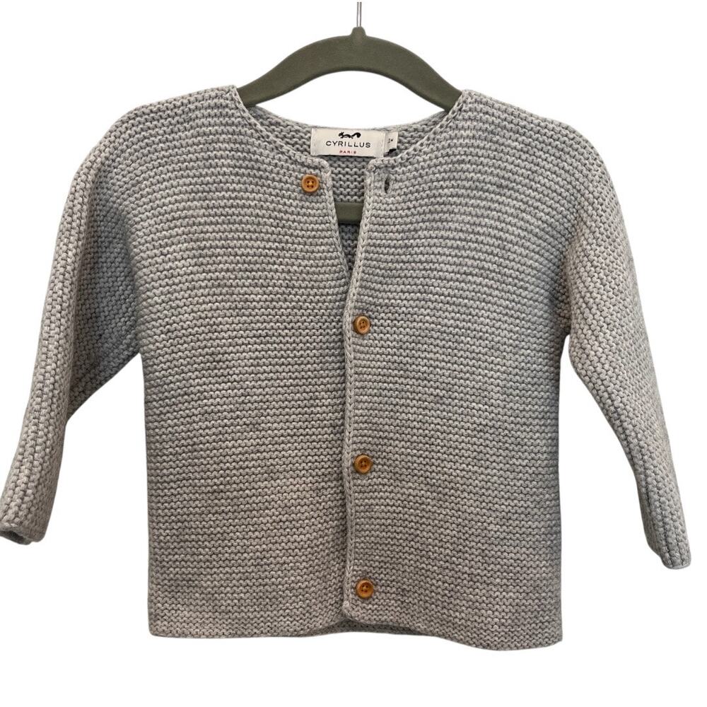 Cyrillus Gray Cotton and Wool Cardigan Size 12 months
